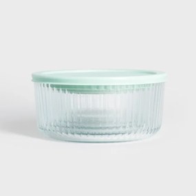 Sada sklenených nádob SCATOLA priesvitná s pistáciovým viečkom 744426 (4 ks)