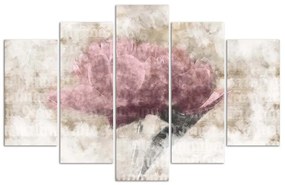 Obraz na plátně pětidílný Růžový vintage květ - 150x100 cm