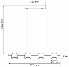 LED Luster na lanku MIRELLA 4xGX53/6W/230V zlatá/čierna