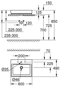 GROHE 3947700H - Umývadlo CUBE CERAMIC 600 × 490 mm keramika/biela