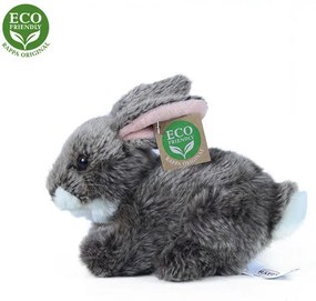 RAPPA Plyšový králik tmavosivý ležiaci, 17 cm, ECO-FRIENDLY
