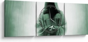 Obraz - Mních v tme (s hodinami) (90x30 cm)