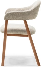 Čalúnená jedálenská stolička Sorento z masívu bouclé béžová/orech
