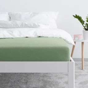 Goldea plachta jersey s napínacou gumou - khaki 140 x 200 cm