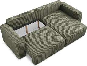 Zelená menčestrová rozkladacia/s úložným priestorom rohová pohovka (pravý roh/s leňoškou) Kona – Makamii