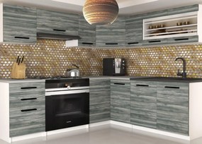 Kuchynská linka Belini 360 cm šedý antracit Glamour Wood s pracovnou doskou Lidia2  TOR LIDIA2/4/WT/GW1/0/B1
