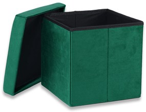 Zelený skladací taburet CUBEXO VELVET M