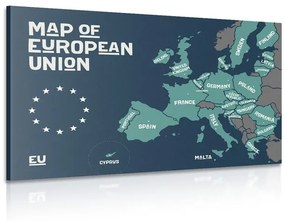 Obraz náučná mapa s názvami krajín európskej únie