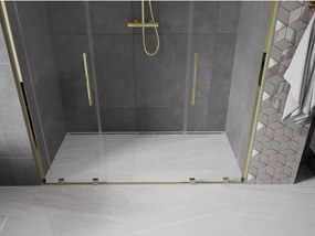 Mexen Velar L Duo, posuvné sprchové dvere do otvoru 200 cm, 8mm číre sklo, zlatá lesklá, 871-200-003-02-50