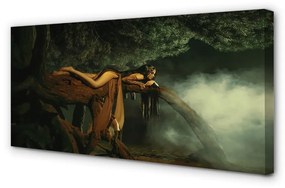 Obraz canvas Žena strom mraky 125x50 cm