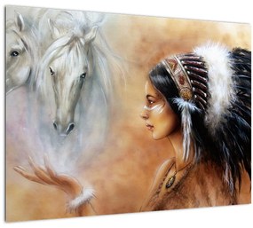 Sklenený obraz - Kúzla indiánov (70x50 cm)