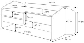 Detská posteľ s matracom Camos 70x140 cm - biela