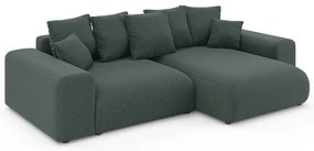 Tmavozelená rozkladacia rohová pohovka s úložným priestorom (variabilný roh) Luma – Ropez