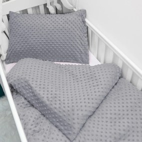 Biante Detské posteľné obliečky do postieľky Minky 3D bodky MKP-048 Sivé Do postieľky 100x135 a 40x60 cm