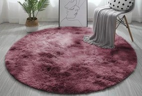 Protišmykový koberec SHAGGY ombré, červený kruh