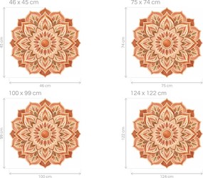 Terakotová mandala boho akvarelová textilná nálepka na stenu arch 46 x 45 cm