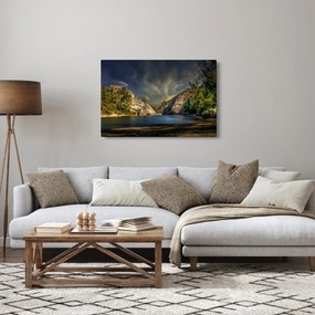 Obraz krajiny s jazerom (90x60 cm)