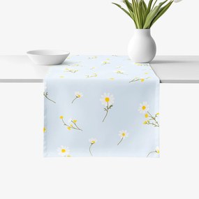 Goldea behúň na stôl 100% bavlnené plátno - harmanček na svetlo modrom 50x160 cm