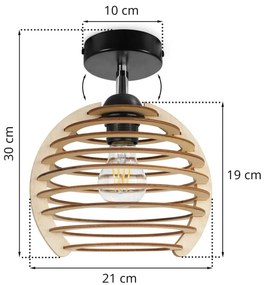 Bodové svietidlo Timber, 1x drevené tienidlo, n