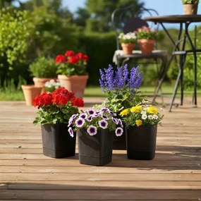 PLASTOVÝ KVETINÁČ CUBI 25X27,5 CM IMITÁCIA BETÓNU ČIERNA