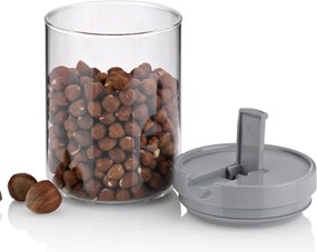 KELA Dóza ARIK sklo šedá H 15cm Ř 10,5cm 900 KL-12108, 0,9 l