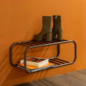 Tmavohnedá kovová závesná skrinka na topánky 72x28x35 cm Retro – Spinder Design