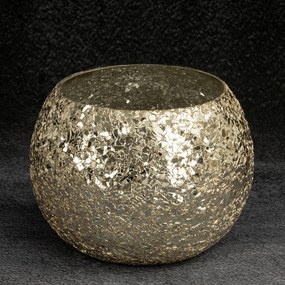 SKLENENÝ SVIETNIK MELIA 14X14X10 CM ZLATÁ