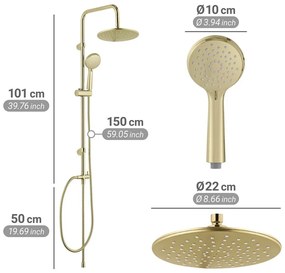 Matne zlatá sprchová súprava z nehrdzavejúcej ocele 101 cm Young Line – Wenko