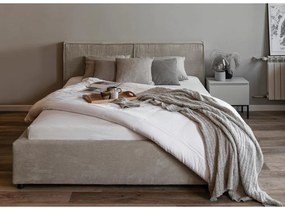 Manželská posteľ 140 cm Fatime (s roštom) (s úl. priestorom) (tmavobéžová + čierna). Akcia -18%. Vlastná spoľahlivá doprava až k Vám domov. 1099187