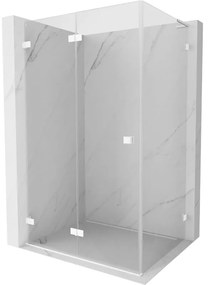 Mexen Lunar-F L, skladací sprchový kút ľavý 100 x 90 cm, 8mm číre sklo, biely profil, 836L-100-090-20-00-L