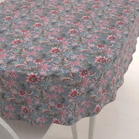 Biante Dekoračný oválny obrus PML-043 Tropické kvety na sivom 120x140 cm