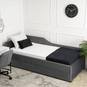 JAKS Posteľ s úložným priestorom 90 x 200 Jonaš velúr sivá