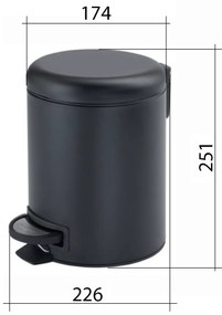 Gedy Gedy, POTTY Odpadkový koš 3l, Soft Close, čierna matná, 320914