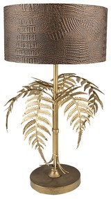 Bronzová antik stolná lampa s listami Tio - Ø 30*53 cm E27/max 1*40W