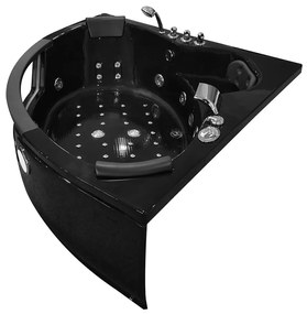 M-SPA - Čierna kúpeľňová vaňa TURBO PLUS SPA s hydromasážou 152 x 152 x 56 cm
