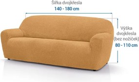 Super strečové poťahy RUBINIA zlatá dvojkreslo (š. 140 - 180 cm)