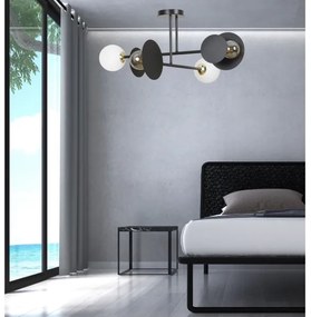 Luster na tyči MINERVA 2xE27/15W + 2xE14/10W/230V čierna