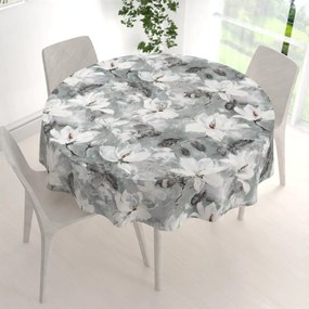 Biante Zamatový okrúhly obrus Tamara TMR-016 Designové kvetiny na sivozelenom Ø 110 cm