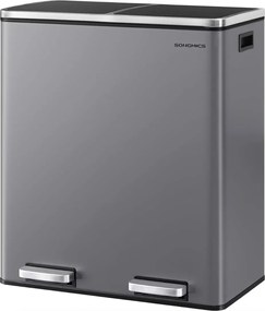 Odpadkový koš s víkem JORDAN 2x30 L šedý/černý