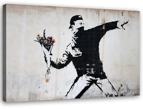 Obraz na plátně Banksy Házení květin street art - 60x40 cm