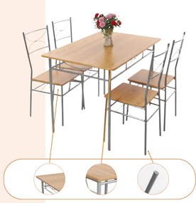 Casaria Jedálenská súprava PAUL, 5-dielna, prírodná hnedá