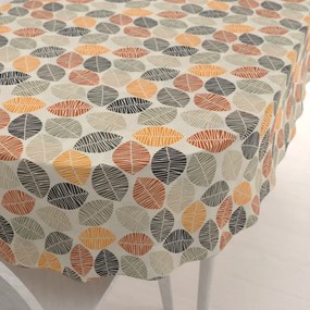 Biante Dekoračný oválny obrus PML-072 Jesenné listy na krémovom 120x140 cm