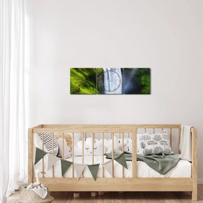 Obraz - Vodopád Skogafoss (s hodinami) (90x30 cm)