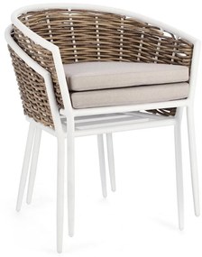 Biela kovová záhradná stolička Maribela – Bizzotto