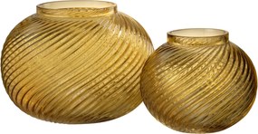 Žltá sklenená okrúhla váza Stripes L - Ø 20*17 cm
