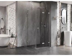 Mexen Lunar-F L, 1-krídlový sprchový kút so skladacími dverami, pravý, 90 x 90 cm, 8mm číre sklo, brúsená oceľ profil, 836L-090-090-97-00-P