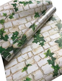 Samolepiace tapety biela tehla s brečtanom 45 cm x 10 m IMPOL TRADE 322 samolepiace folie