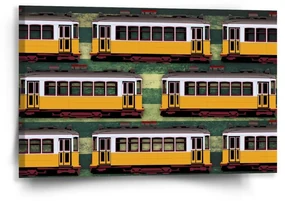 Sablio Obraz Lisabonské historické električky Zelený Pattern - 60x40 cm