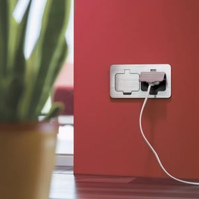 Brilagi - Vonkajšia vstavaná podlahová dvojzásuvka IP55 matný chróm obdĺžnikový