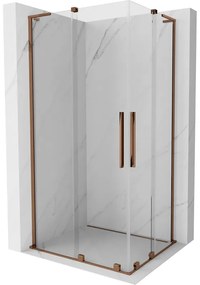 Mexen Velar L Duo, sprchový kút s posuvnými dverami 90 x 80 cm, 8mm číre sklo, ružové zlato, 871-090-080-02-03-60